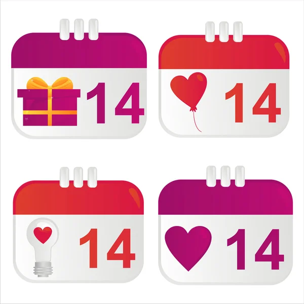 Sada Ikony Kalendáře Den Svatého Valentýna — Stockový vektor