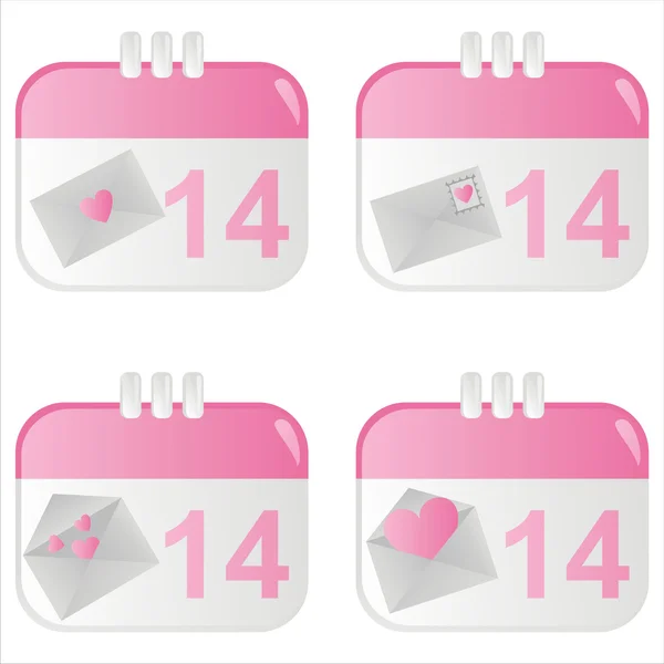 Set Valentine Day Calendar Icons — Stock Vector
