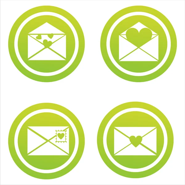 Set Green Love Letters Signs — Stock Vector