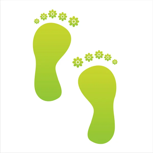 Zelené Květinové Noha Kroky — Stockový vektor