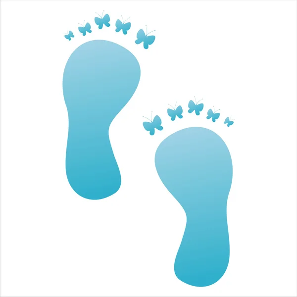 Kék Pillangó Lábánál Lépéseket — Stock Vector