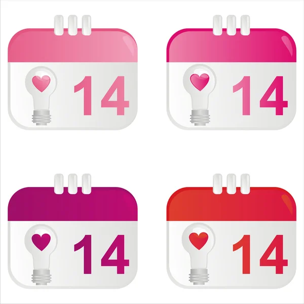 Sada Ikony Kalendáře Den Svatého Valentýna — Stockový vektor