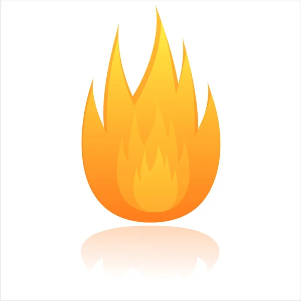 Glossy Fire Icon Isolated White — Stock Vector