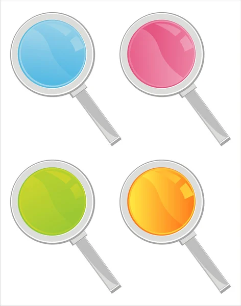 Set Colorful Magnifying Glasses Icons — Stock Vector
