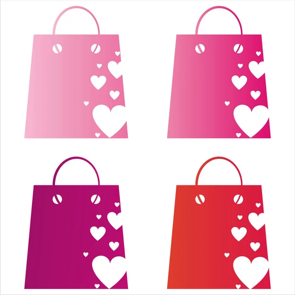 St. valentine's gün alışveriş torbaları — Stok Vektör
