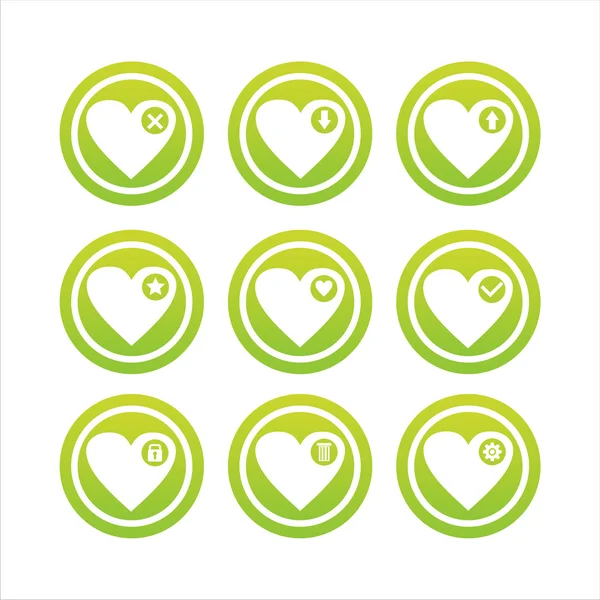 Набір Знаків Зелених Сердець — стоковий вектор