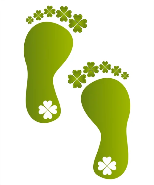 Green Patrick Day Foot Steps — Stock Vector