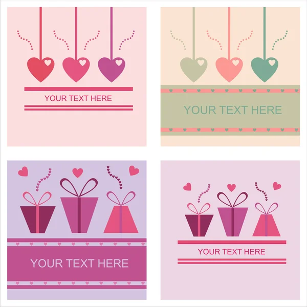 Set Cute Valentine Day Cards — Stock Vector