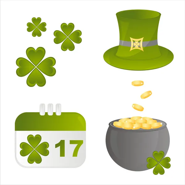 Set Patrick Day Icons — Stock Vector