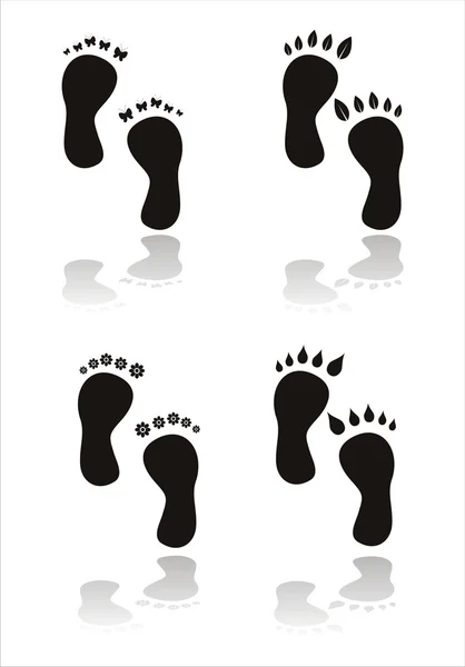 Black eco foot steps — Stock Vector