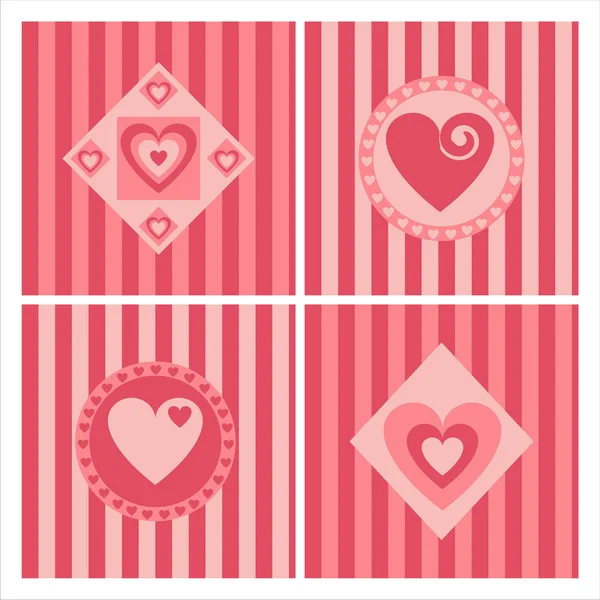 Set Cute Hearts Backgrounds — Stock Vector