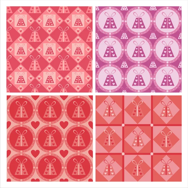 Set Cute Valentine Day Presents Patterns — Stock Vector