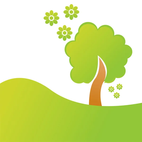 Grön Blommig Träd Bakgrund — Stock vektor