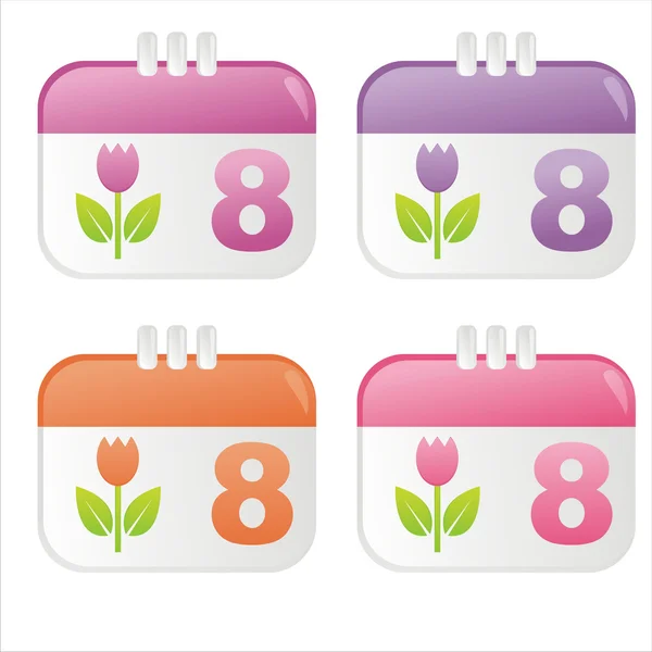 Colorful 8Th March Calendar Icons — Stock Vector