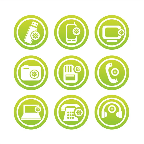 Set Setting Technology Signs — Stock Vector