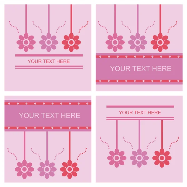 Set Cute Floral Cards — Stock Vector