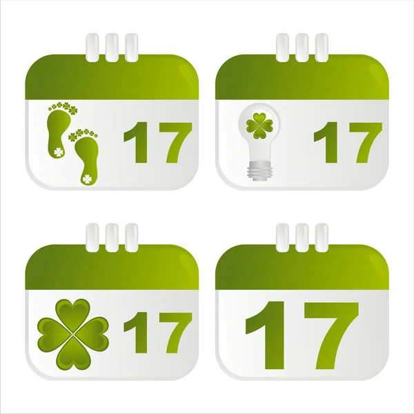 Ícones do calendário do dia de São Patrício — Vetor de Stock