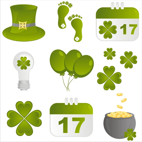 Set Patrick Day Icons — Stock Vector