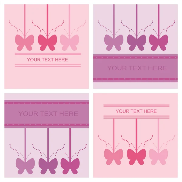 Set Mit Niedlichen Schmetterlingskarten — Stockvektor