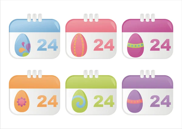 Sada Velikonoční Kalendář Ikon — Stockový vektor
