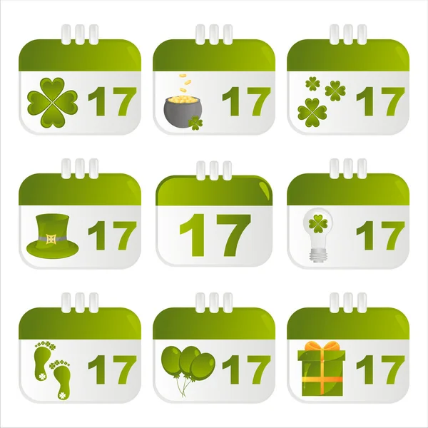 Icônes calendrier jour de St. Patrick — Image vectorielle