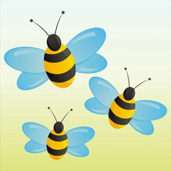 Bees over natural background — Stock Vector