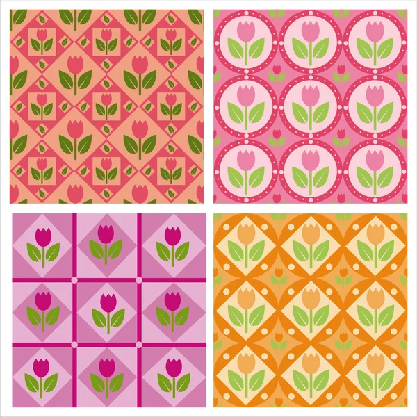 Lindos tulipanes patrones — Archivo Imágenes Vectoriales