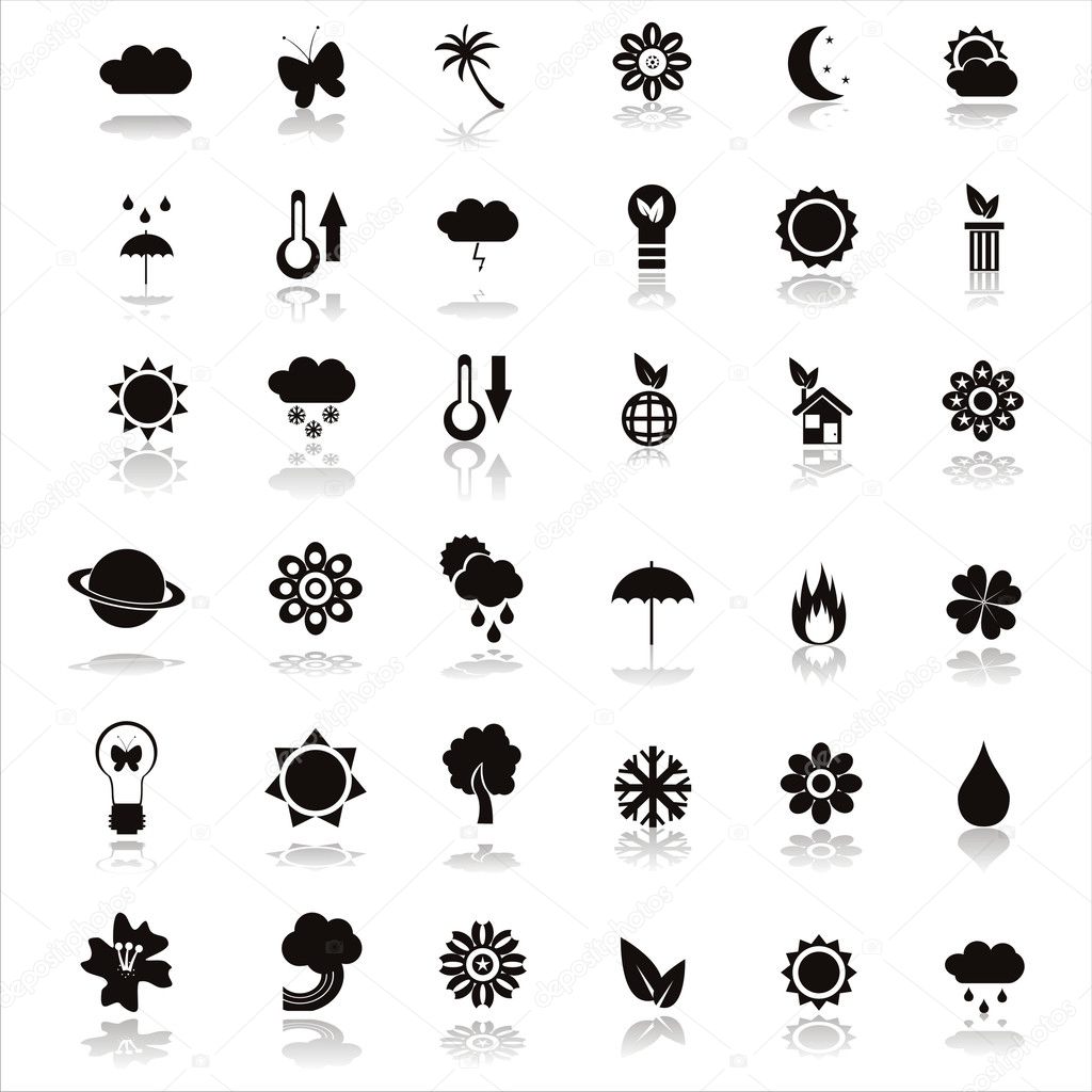 Nature Elements Icons All in One Icons Black Stock Vector - Illustration of  icons, black: 139059828