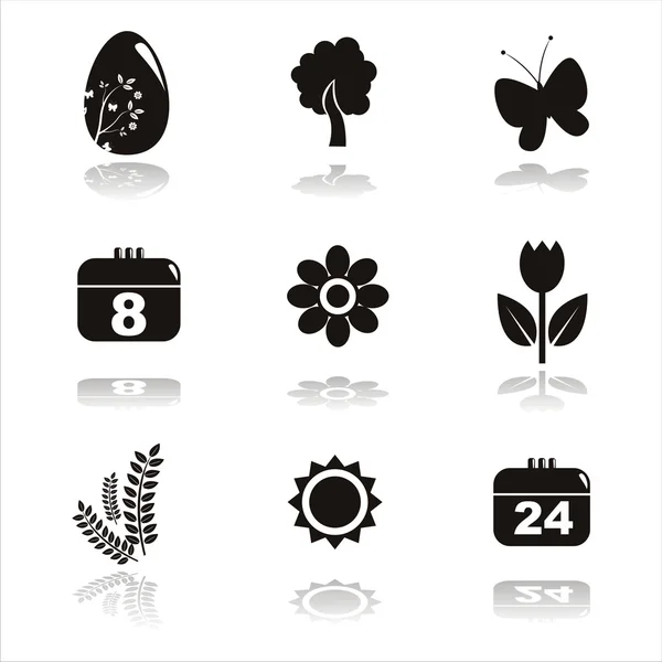 Stock vector Black spring icons