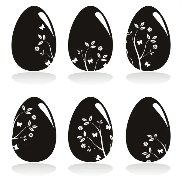 Black easter eggs icons — Stock Vector