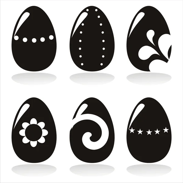 Iconos de huevos de Pascua negro — Archivo Imágenes Vectoriales