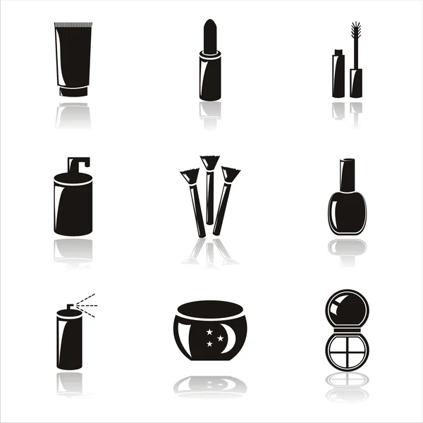 Iconos de cosméticos negros — Vector de stock