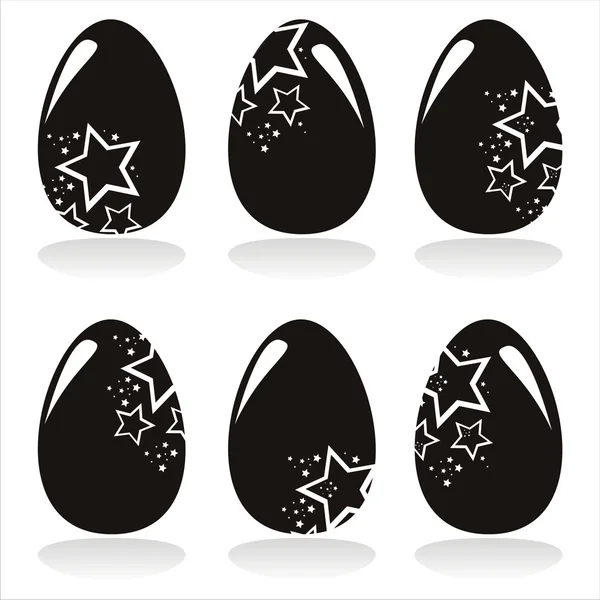 Black easter eggs icons — Stock Vector