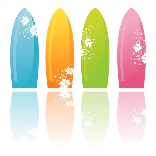 Kolorowe deski surfingowe — Wektor stockowy