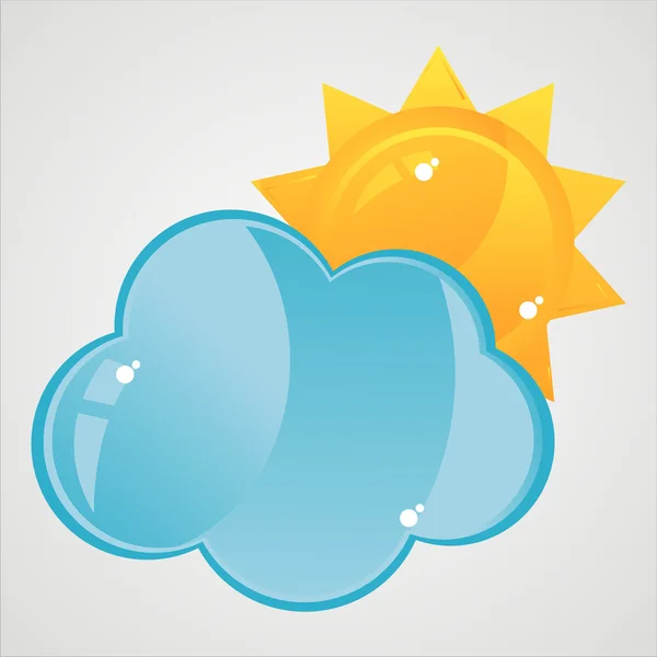 Glossy cloud with sun icon — Stock Vector
