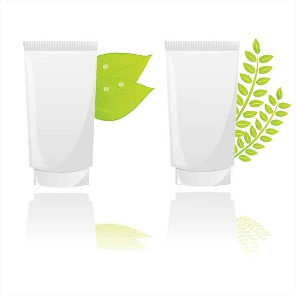 Natural creams with leaves — Stock Vector