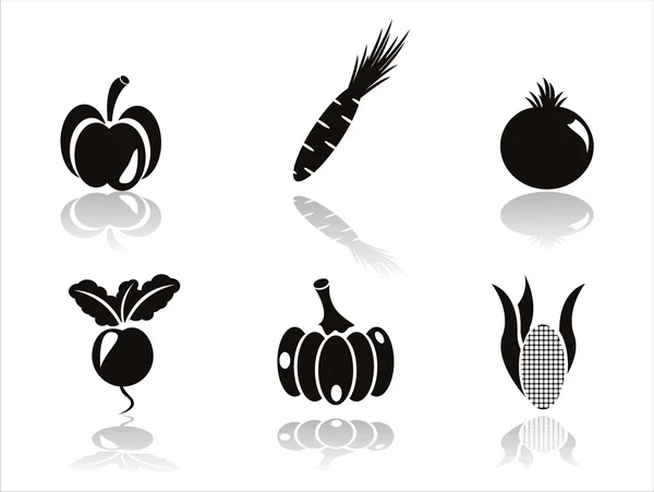 Black vegetables icons — Stock Vector
