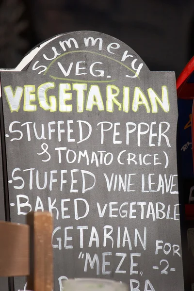 Vegetariánské menu na tabuli — Stock fotografie