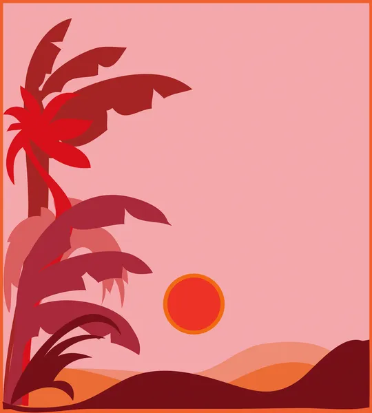 棕榈树和太阳 — 图库矢量图片