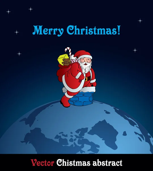 Père Noël sur le globe — Image vectorielle