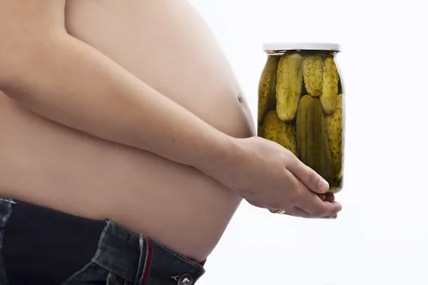 Vientre embarazada y antojos —  Fotos de Stock