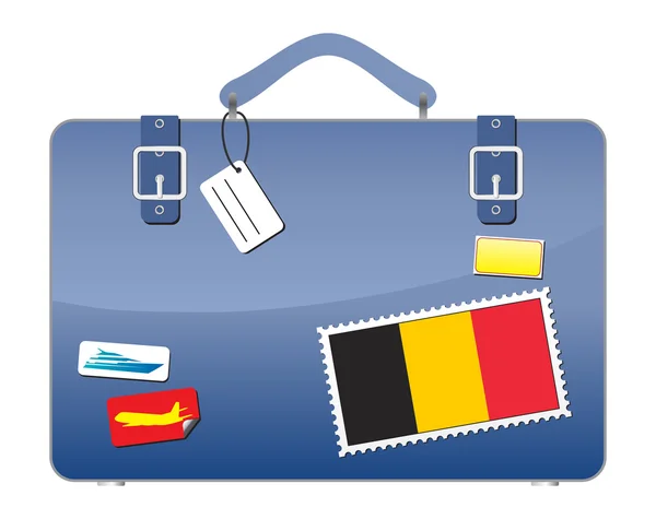 Utazás Bőrönd Belgium Lobogója — Stock Vector