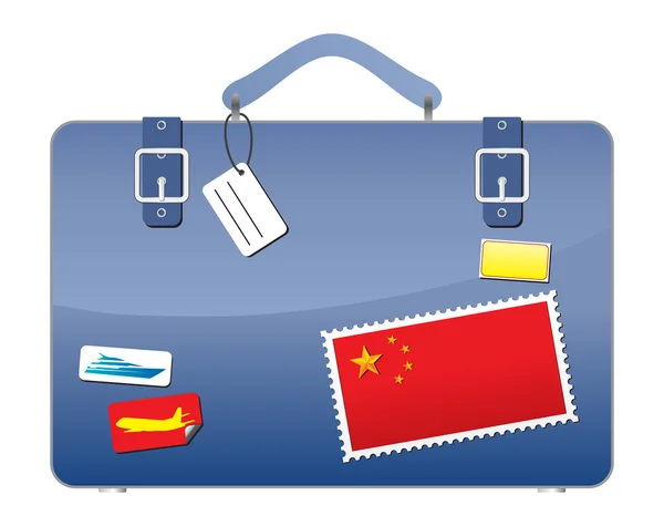 Maleta Viaje Bandera China — Vector de stock