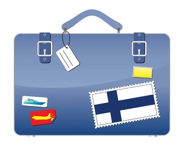 Reisekoffer Finnland-Flagge — Stockvektor