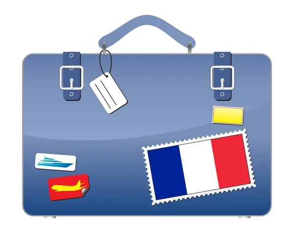 Utazás Bőrönd Franciaország Lobogója — Stock Vector
