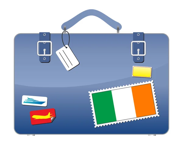 旅行のスーツケースのアイルランドの旗 — ストックベクタ