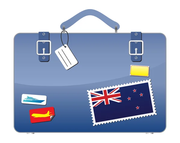 Maleta de viaje Bandera de Nueva Zelanda — Vector de stock