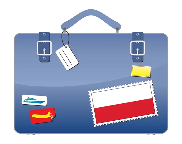 Maleta Viaje Bandera Polonia — Vector de stock