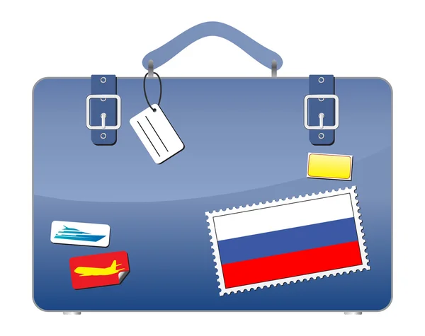 Cestovní kufr ruské vlajky — Stockový vektor