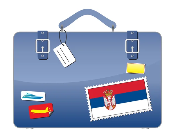 Reizen Koffer Servië Vlag — Stockvector